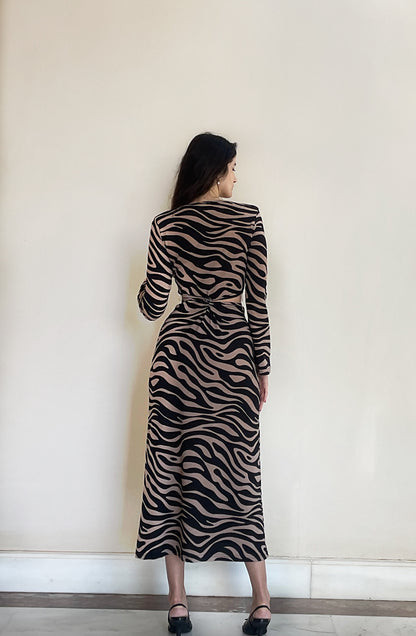 Animal print cut out dress